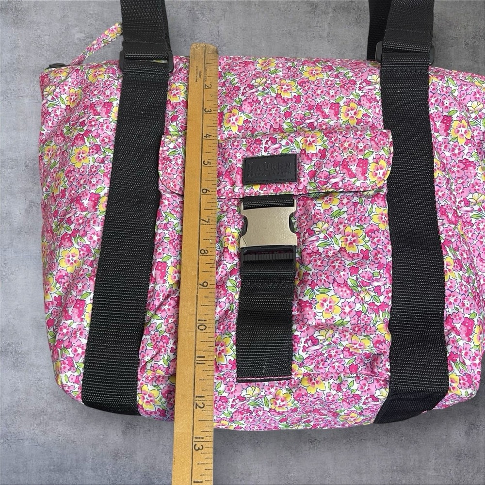 Lauren Ralph Lauren Pink Floral Shoulder Handbag‎ Diaper Bag Tote Beach Cruise - Picture 10 of 12